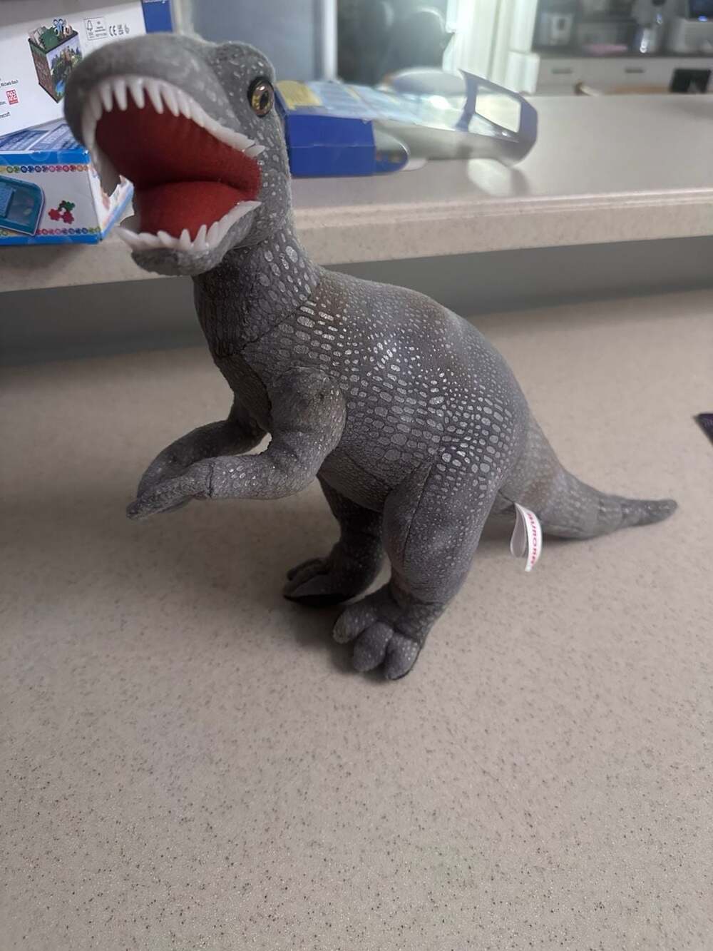 Aurora 12-inch Velociraptor Dinosaur Plush Grey Toy